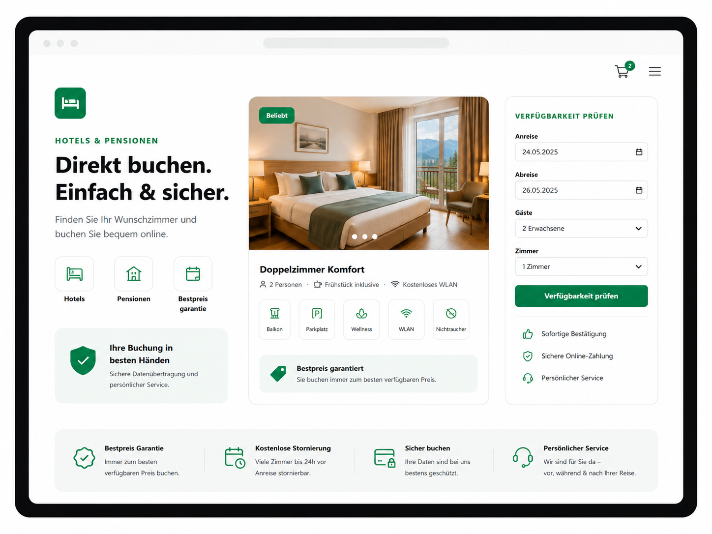 Beispielhafte Website-Vorschau als Illustration der Leistung Webdesign & Relaunch