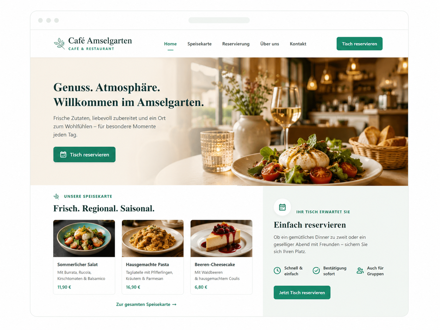 Konzeptbeispiel einer Café-Website